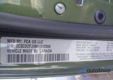 2021 Dodge Challenger R/T Scat Pack from USA, damaged, VIN 2C3CDZFJ3MH510368